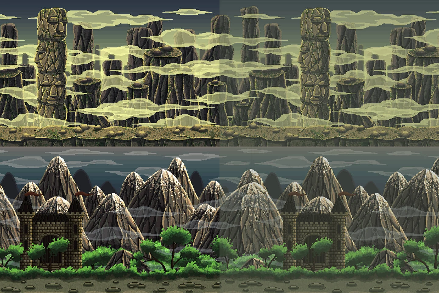 Mountain Pixel Art 2D Game Backgrounds