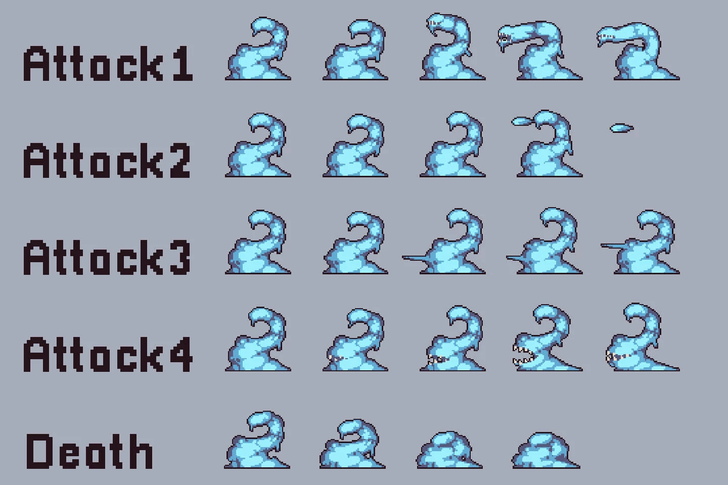 Snow Bosses Game Character Pixel Art Pack