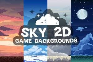 天空2D游戏背景素材包：无缝矢量图与视差分层