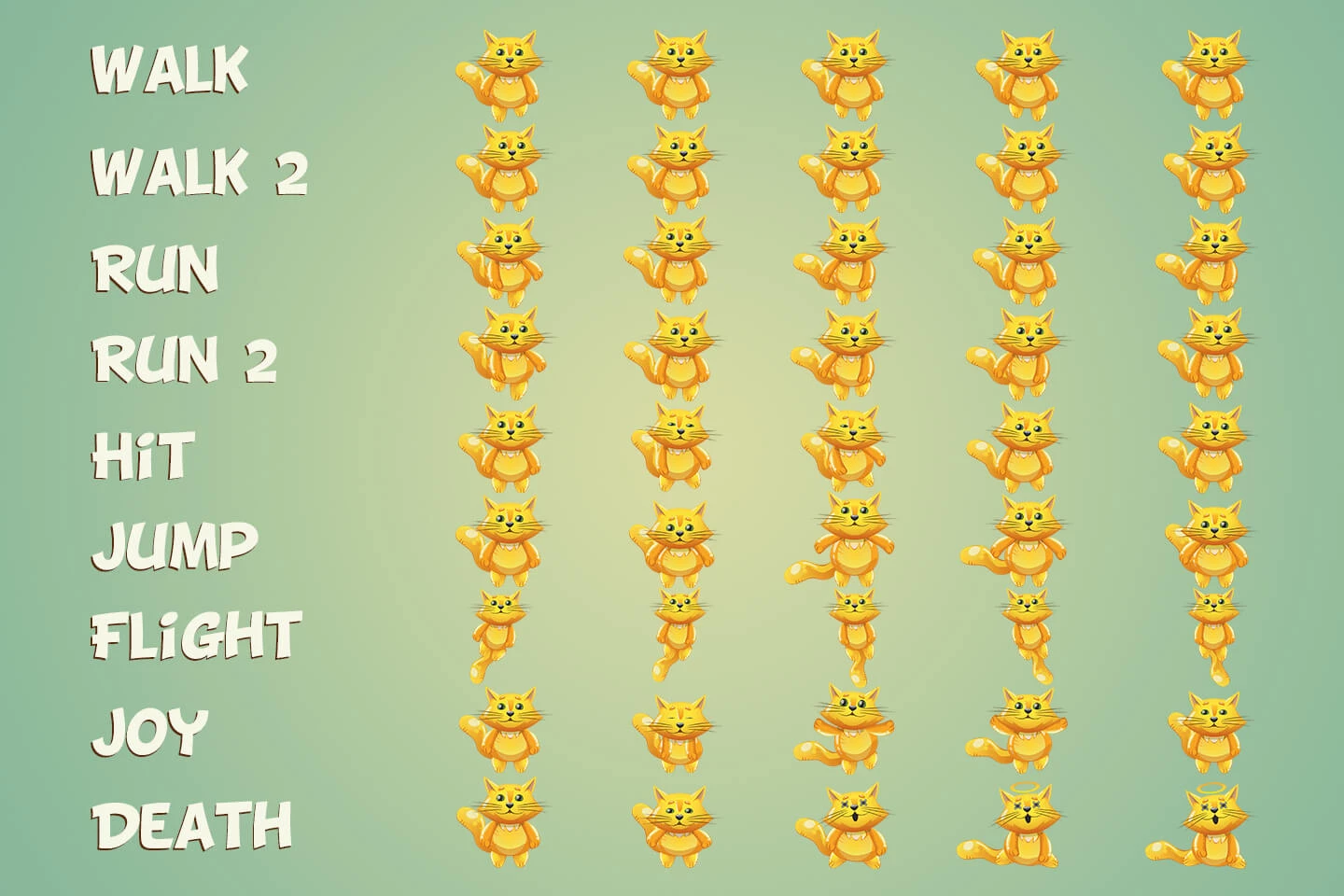 Raccoon, Sheep and Cat 2D Game Sprites