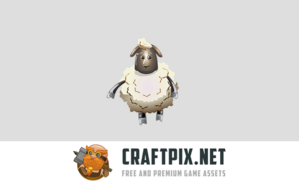 Raccoon, Sheep and Cat 2D Game Sprites
