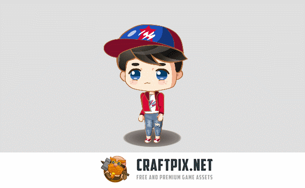 2D Game Chibi Boy Character Sprite Sheet