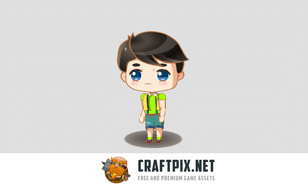 2D Game Chibi Boy Character Sprite Sheet