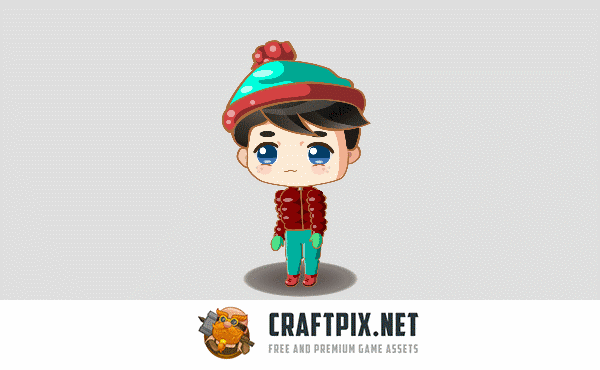 2D Game Chibi Boy Character Sprite Sheet