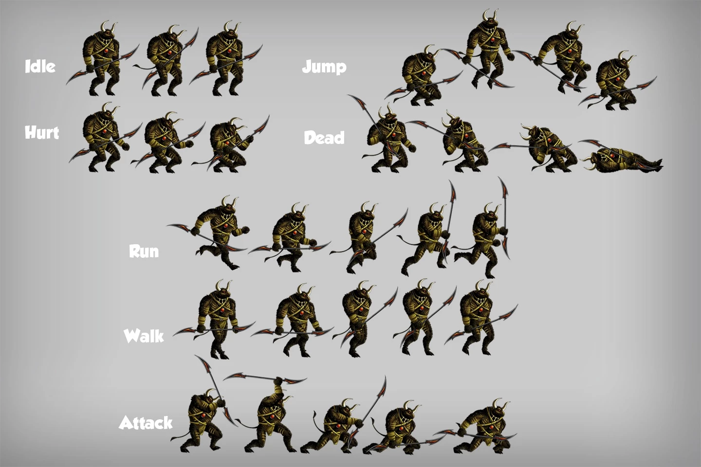 2D Game Minotaur Character Sprites