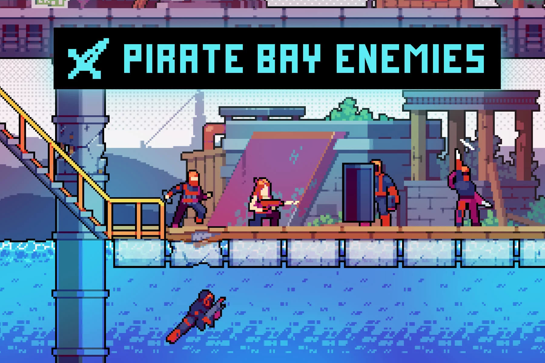 Pirate Bay Enemies for Cyberpunk Pixel Asset Pack