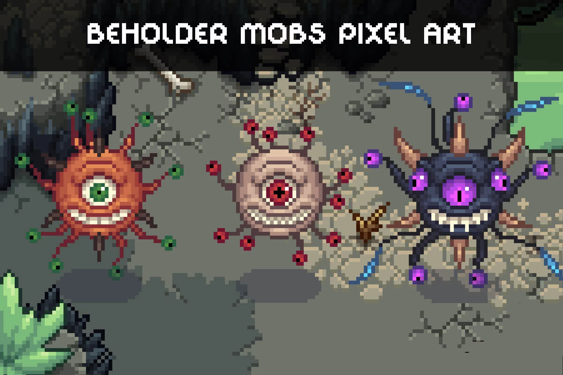 Beholder Monsters Top-Down Pixel Art Sprites