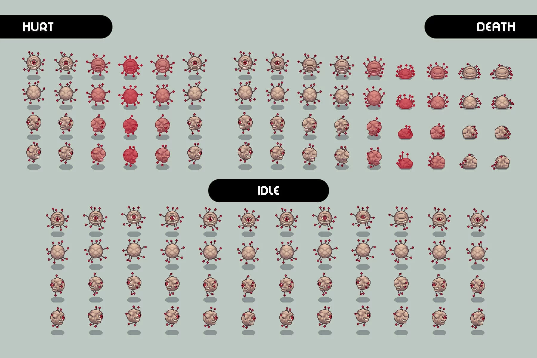 Beholder Monsters Top-Down Pixel Art Sprites