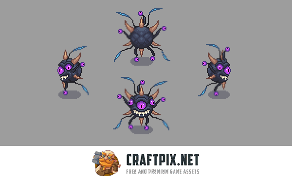 Beholder Monsters Top-Down Pixel Art Sprites