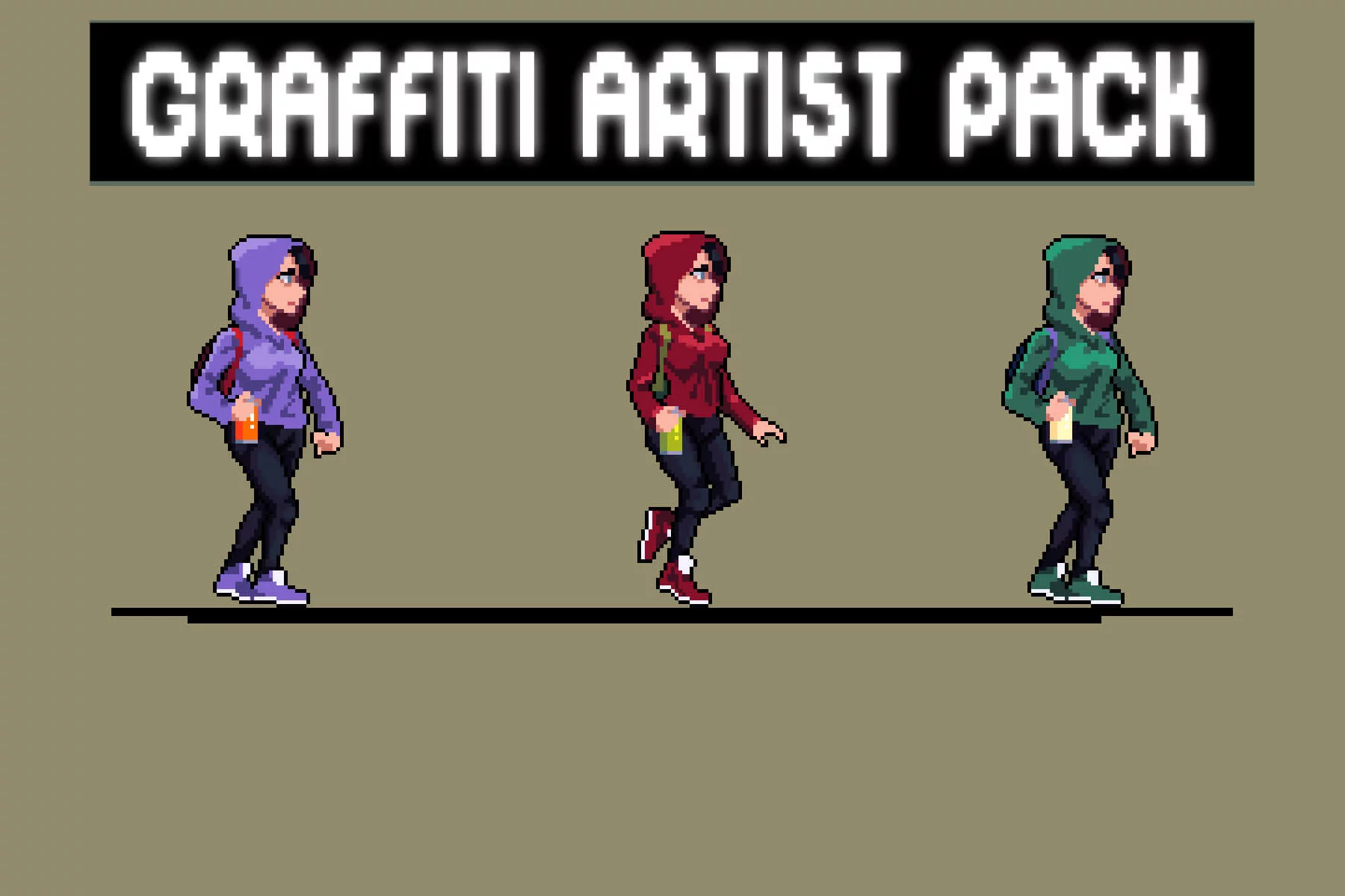Graffiti Artist Sprite Sheet Pixel Art Pack