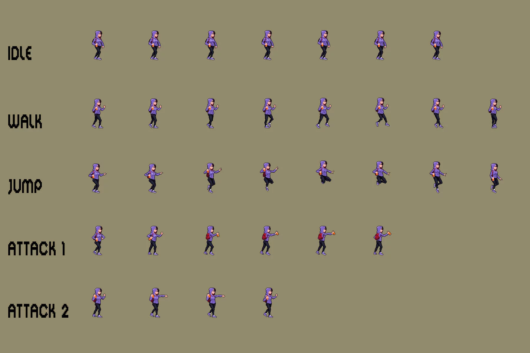 Graffiti Artist Sprite Sheet Pixel Art Pack
