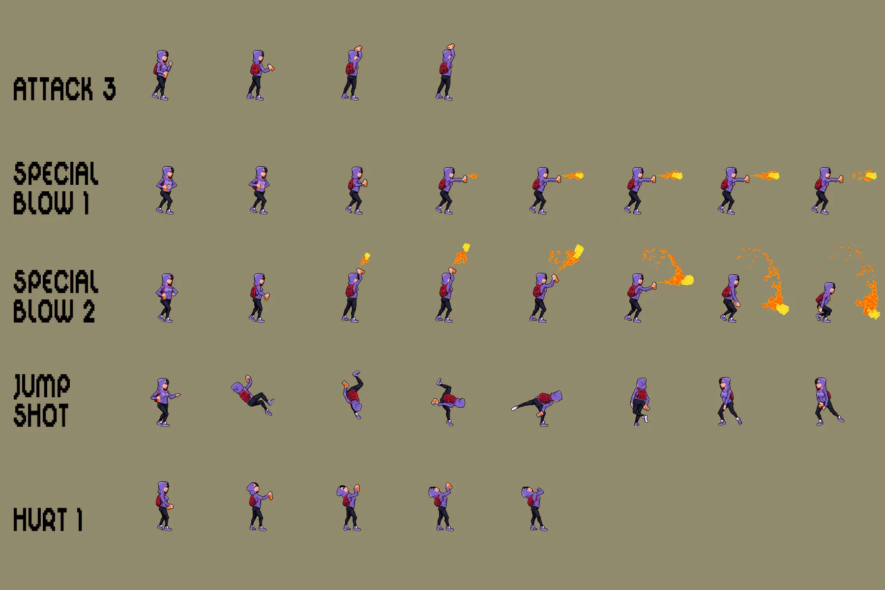 Graffiti Artist Sprite Sheet Pixel Art Pack