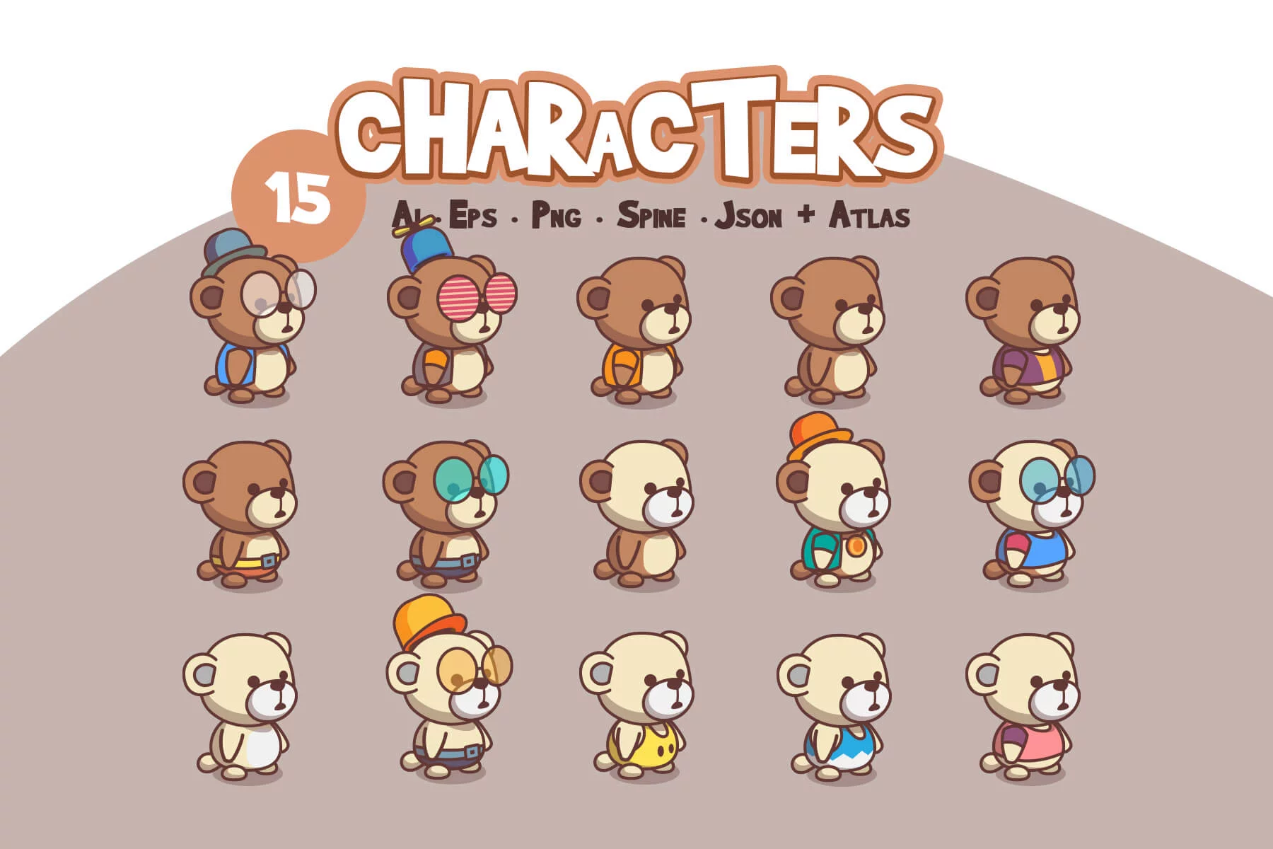 Cute Bear Character Sprites Pack