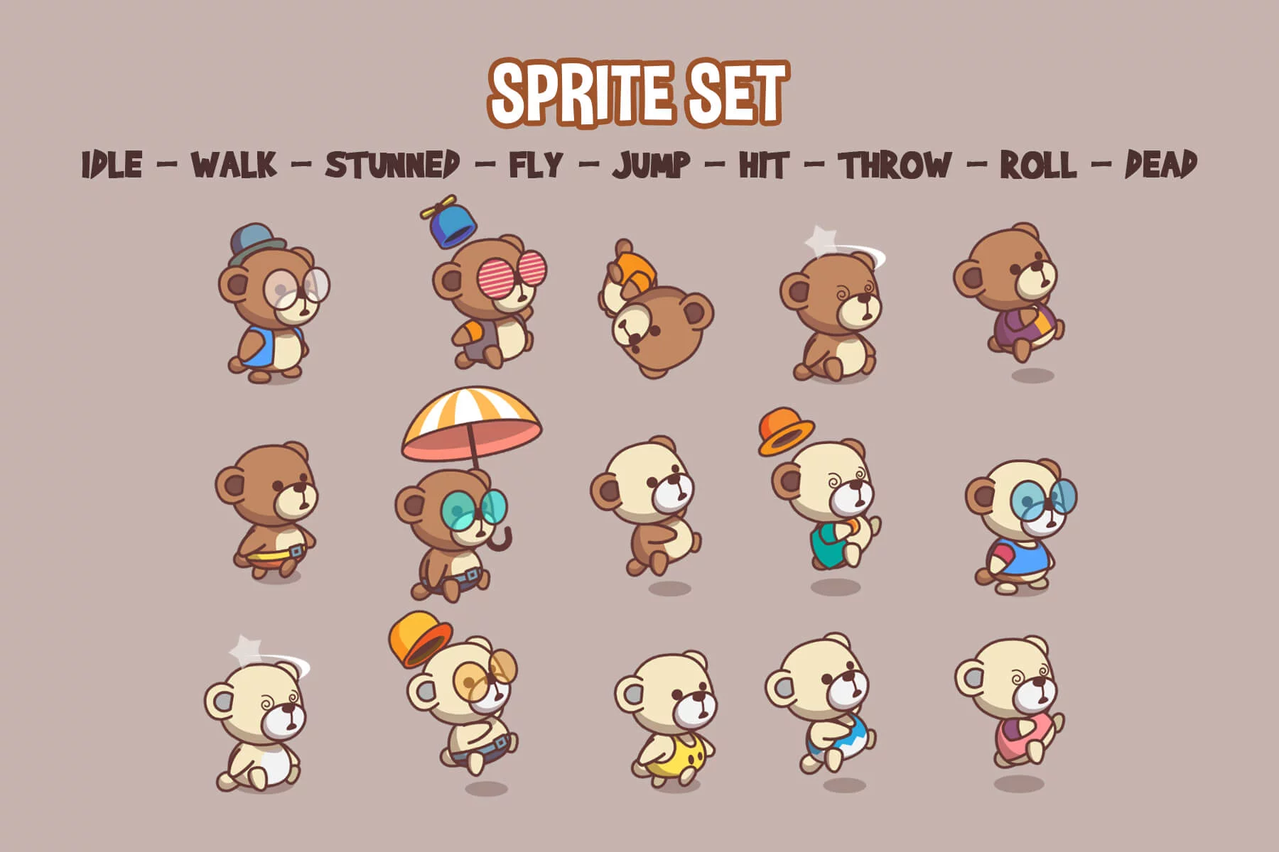 Cute Bear Character Sprites Pack