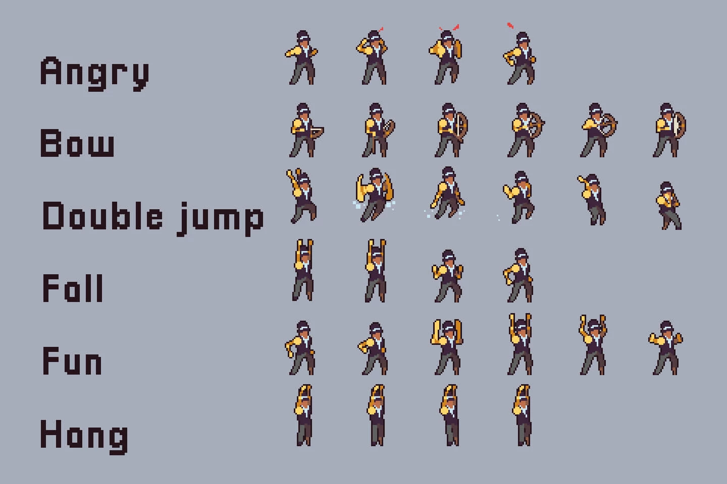 3 Character Sprite Sheets Additional Animation Set