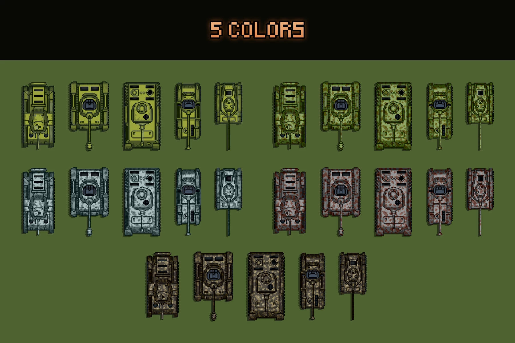 Top Down Tank Sprites Pixel Art