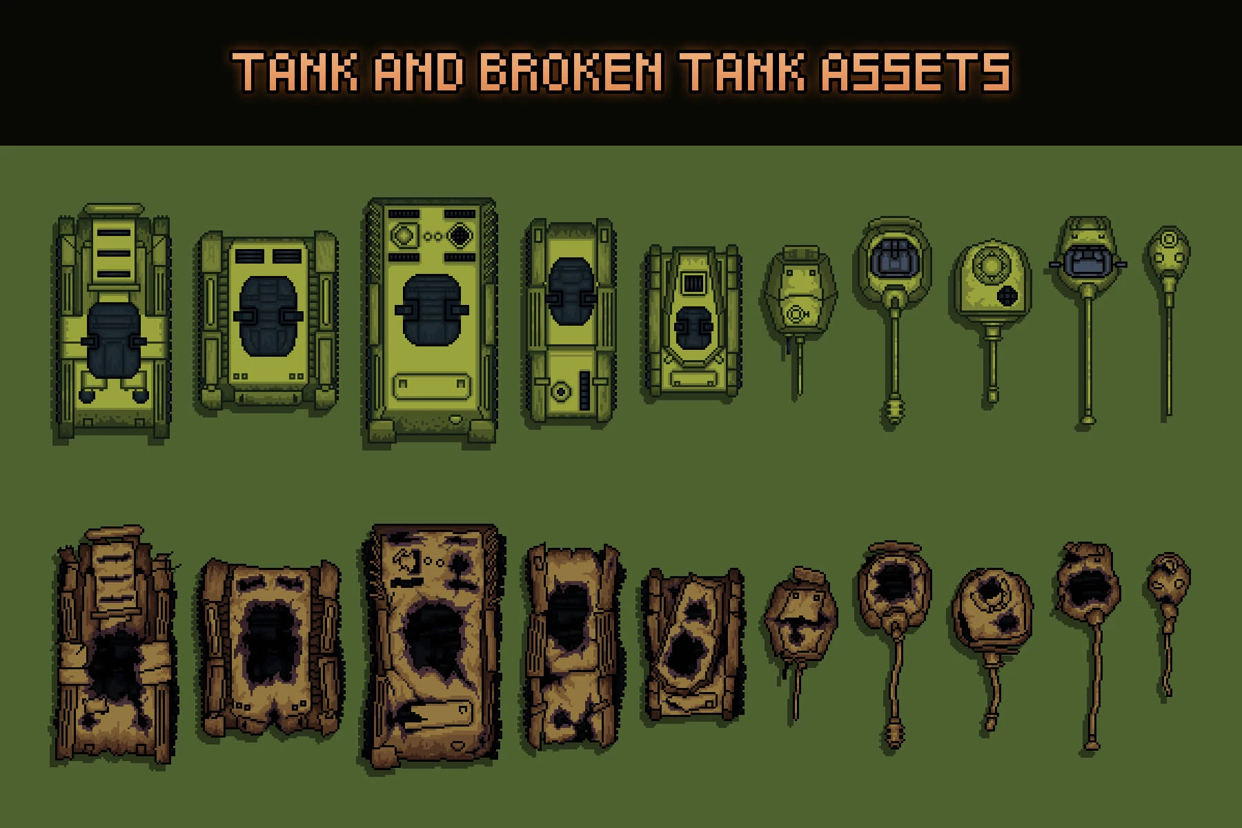 Top Down Tank Sprites Pixel Art
