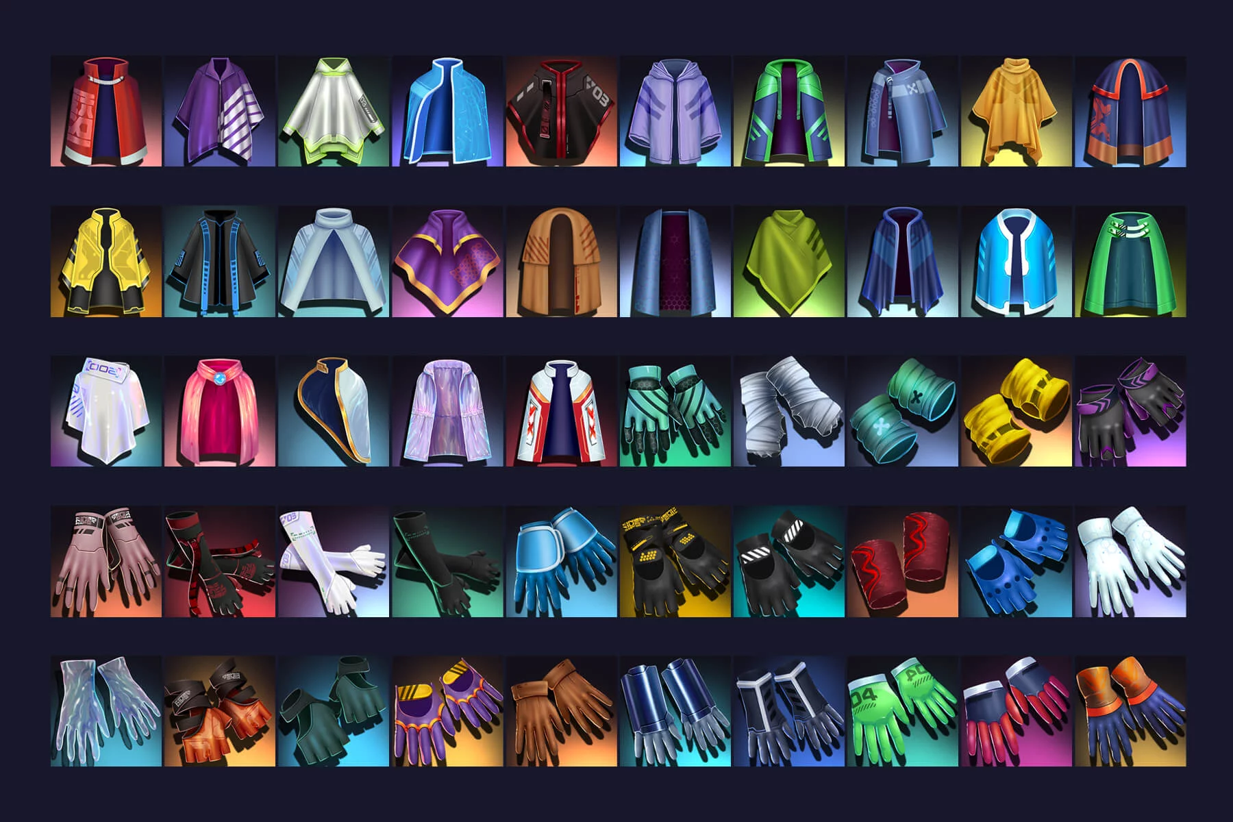 Cyberpunk Gloves and Cloak 512×512 Icons