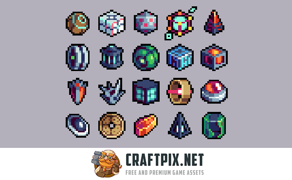 Artifact 32×32 Icons Pixel Art for Cyberpunk