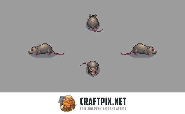 Giant Rat 4-Direction Pixel Character Sprite Pack