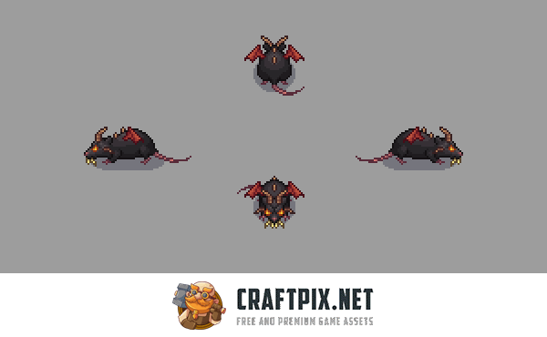 Giant Rat 4-Direction Pixel Character Sprite Pack