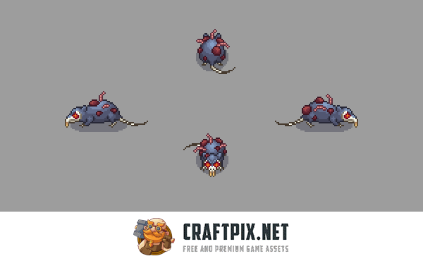 Giant Rat 4-Direction Pixel Character Sprite Pack