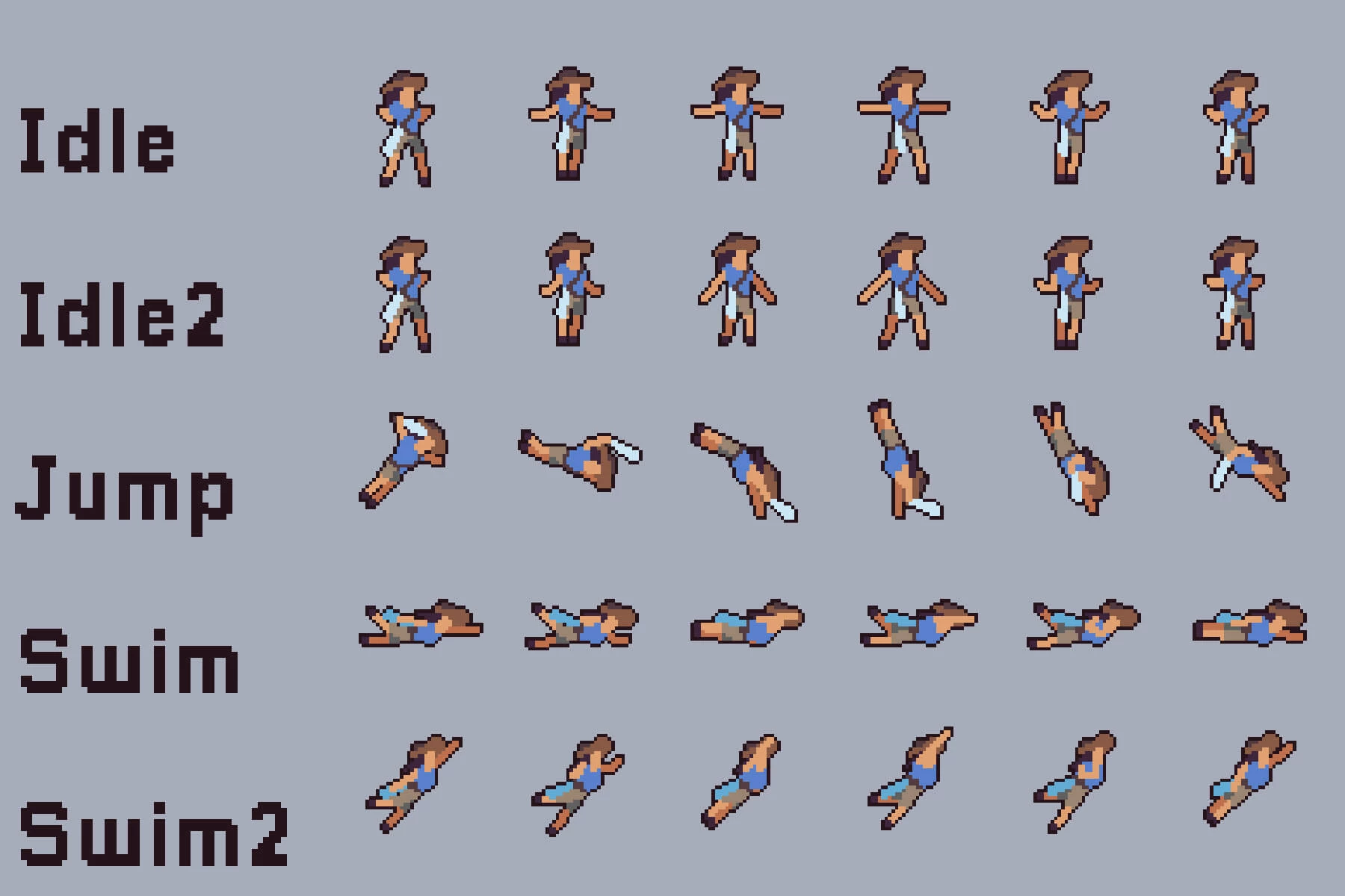 Swimming Characters Animation Pixel Art