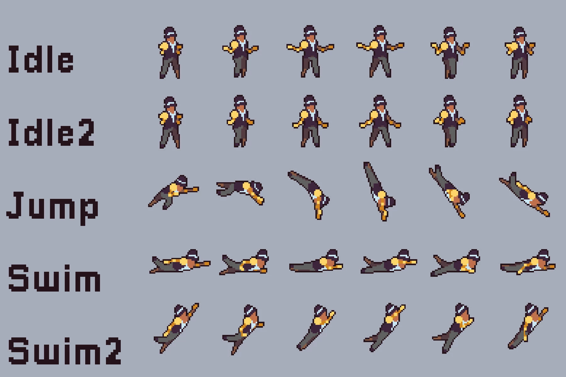 Swimming Characters Animation Pixel Art