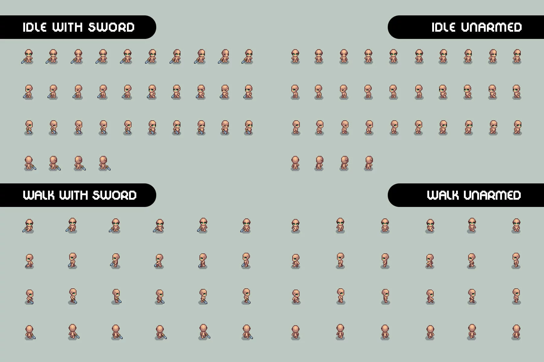Base 4-Direction Female Character Pixel Art