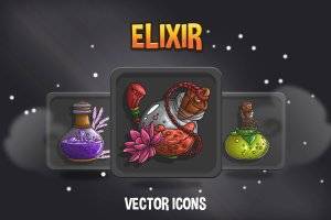 Elixir RPG图标包：48枚药水与魔法素材，2D游戏通用