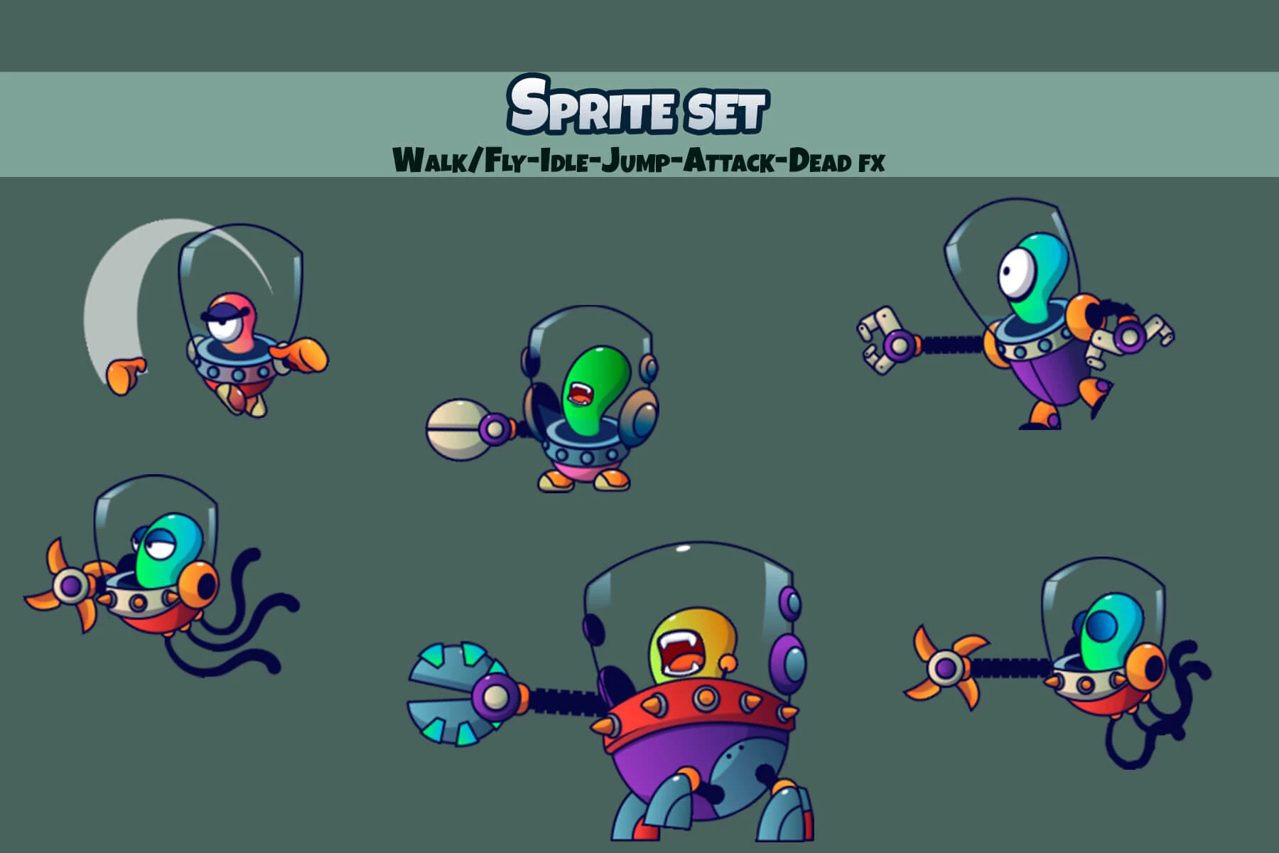 Alien V3 Enemy Character Sprites