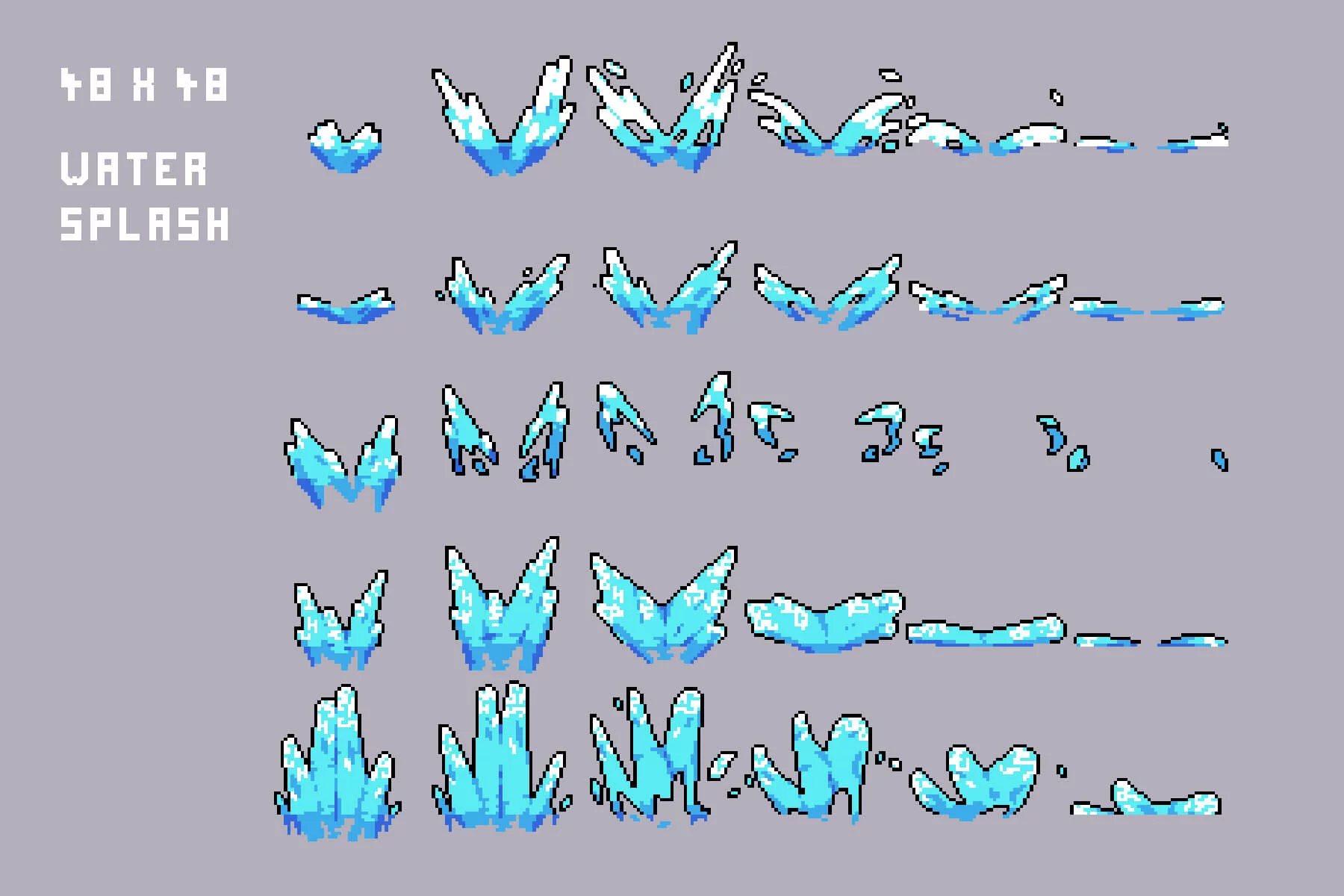 Game Water Effects & Splashes Pixel Pack