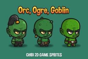 兽人、食人魔与哥布林Q版2D游戏精灵素材