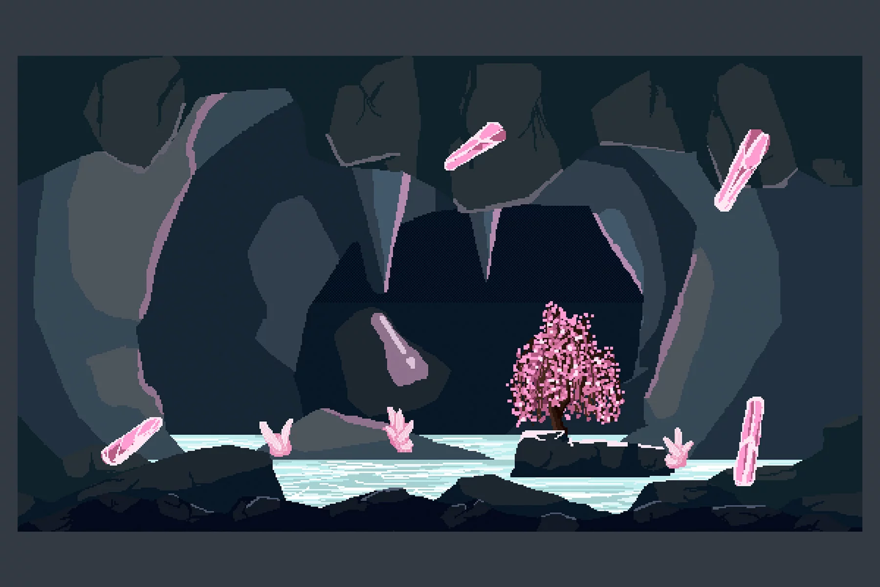 Crystal Cave Pixel Art Backgrounds