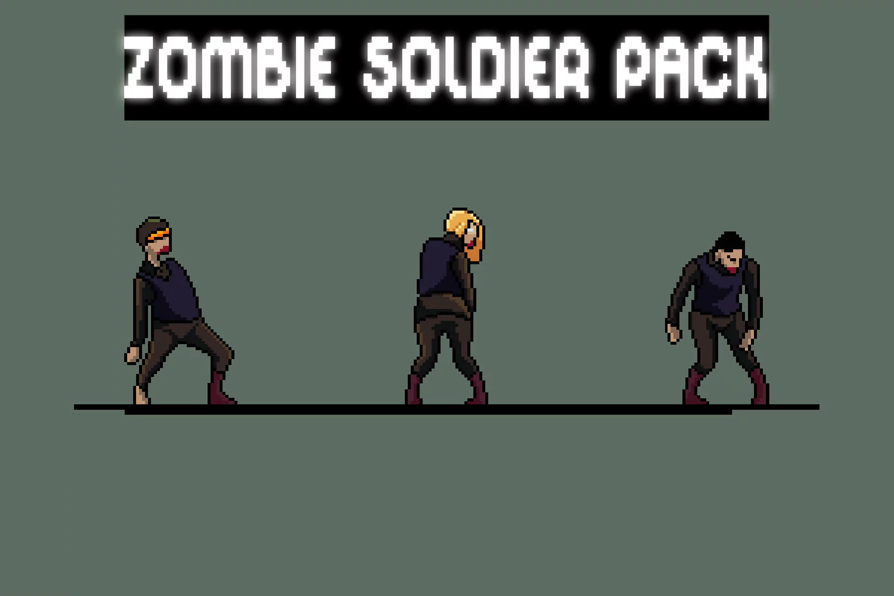 Soldier Zombie Character Sprite Sheets Pixel Art