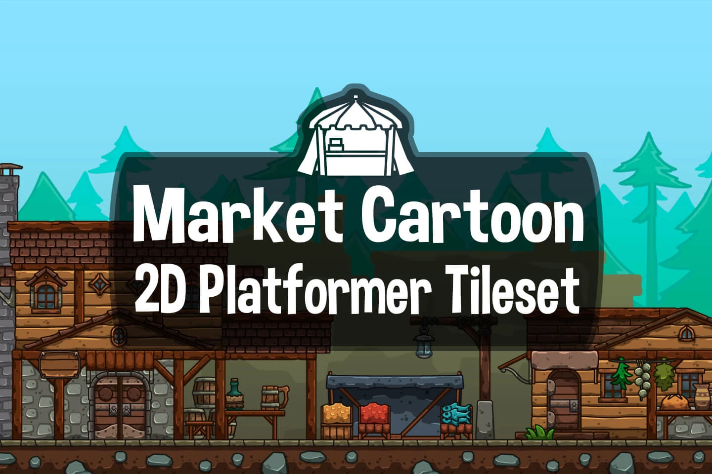 Market Cartoon 2D Game Tileset