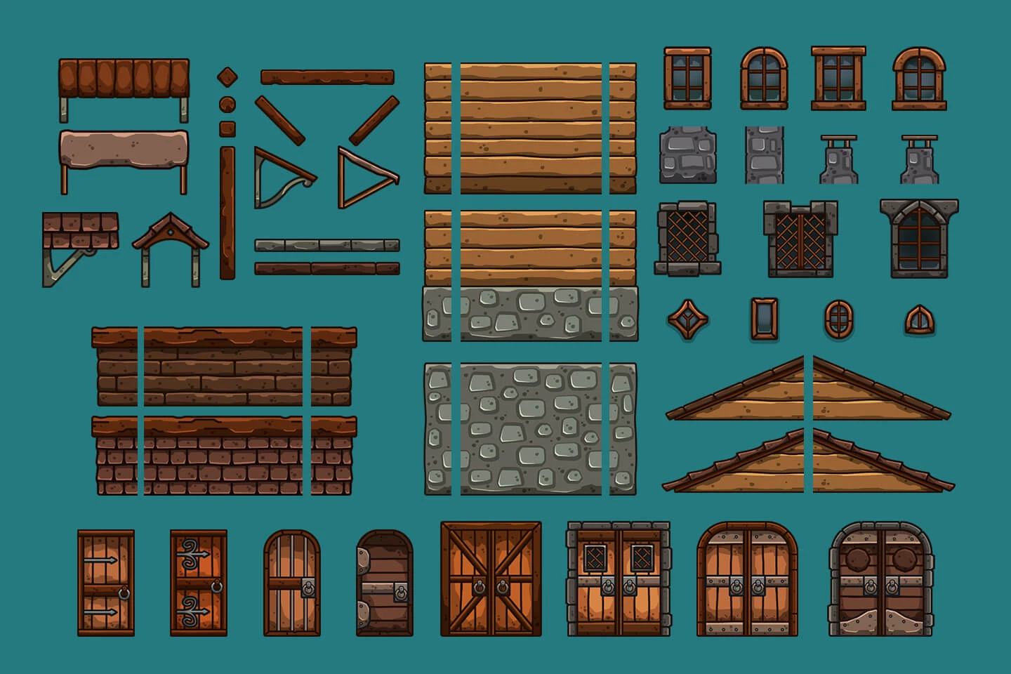 Market Cartoon 2D Game Tileset