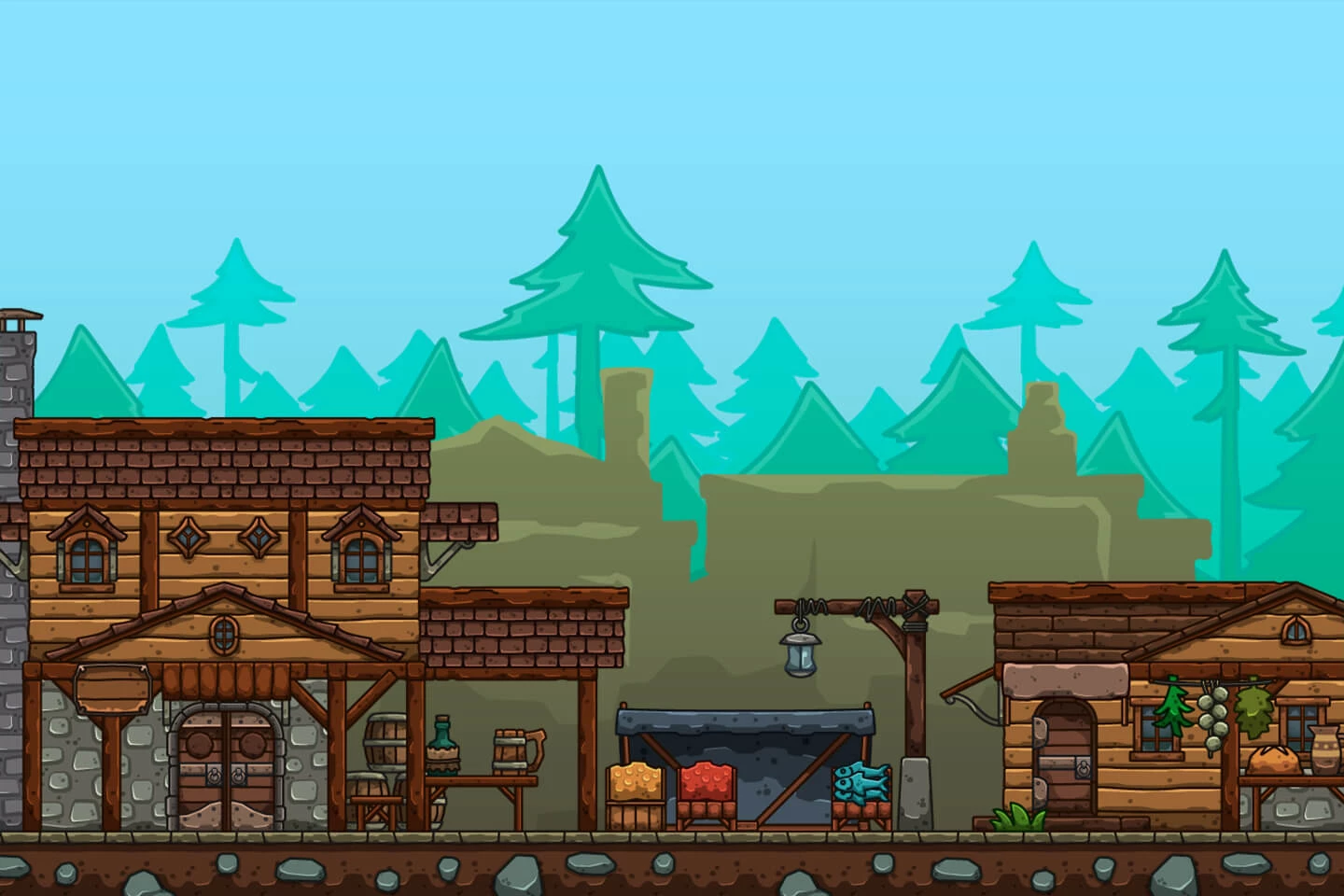 Market Cartoon 2D Game Tileset