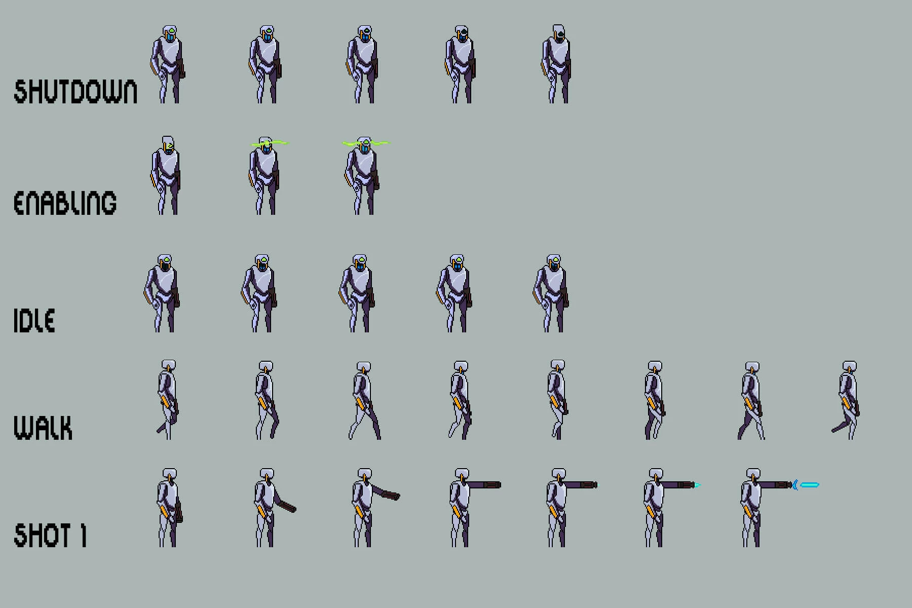 Robot Pixel Art Sprite Sheets