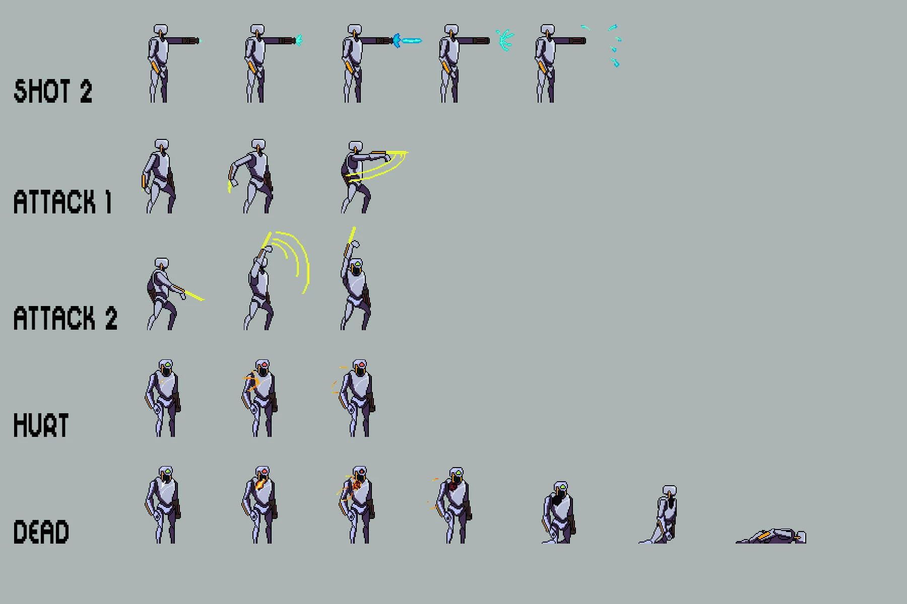 Robot Pixel Art Sprite Sheets