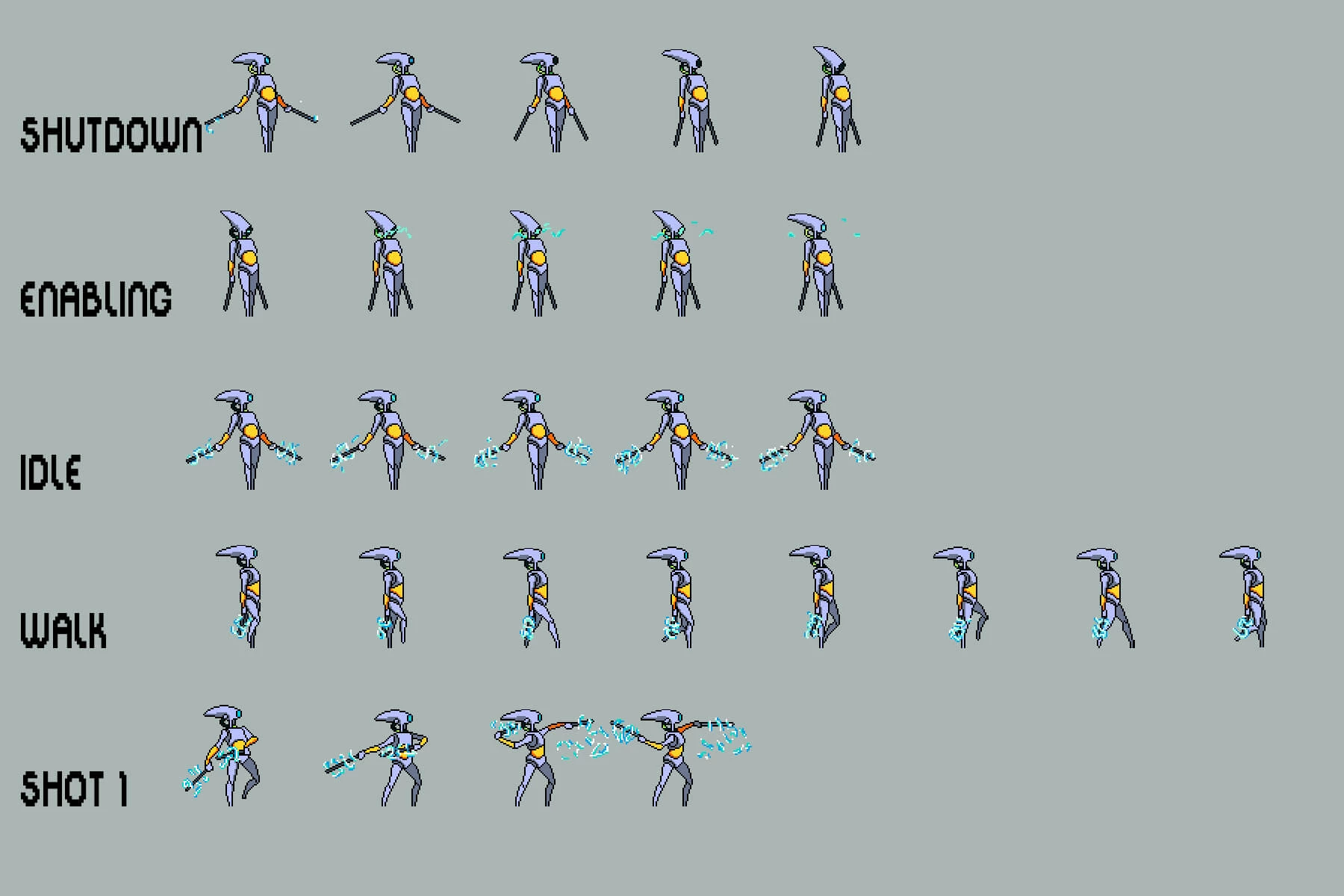 Robot Pixel Art Sprite Sheets