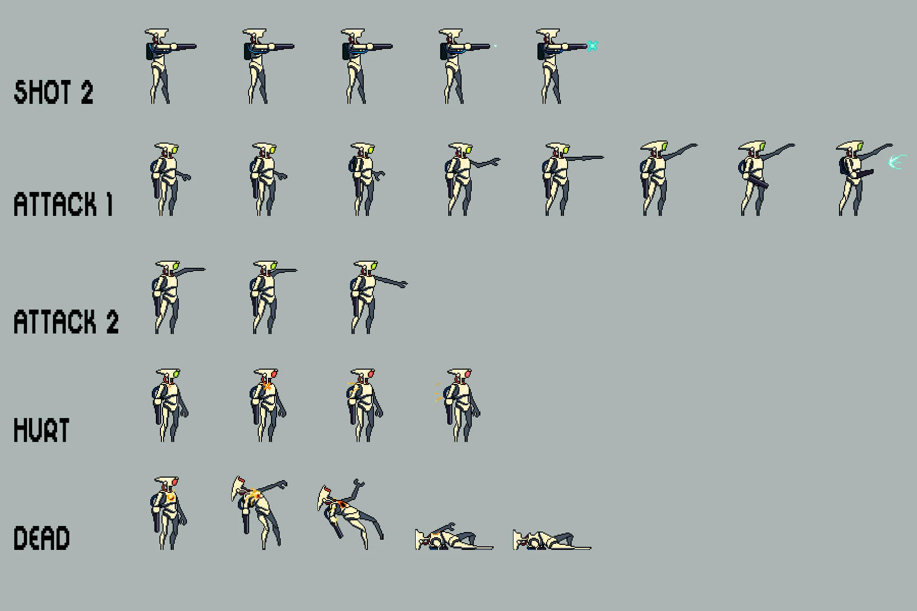 Robot Pixel Art Sprite Sheets