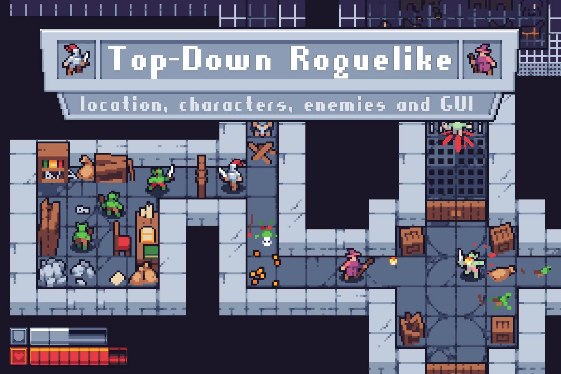 Top-Down Roguelike Game Kit Pixel Art