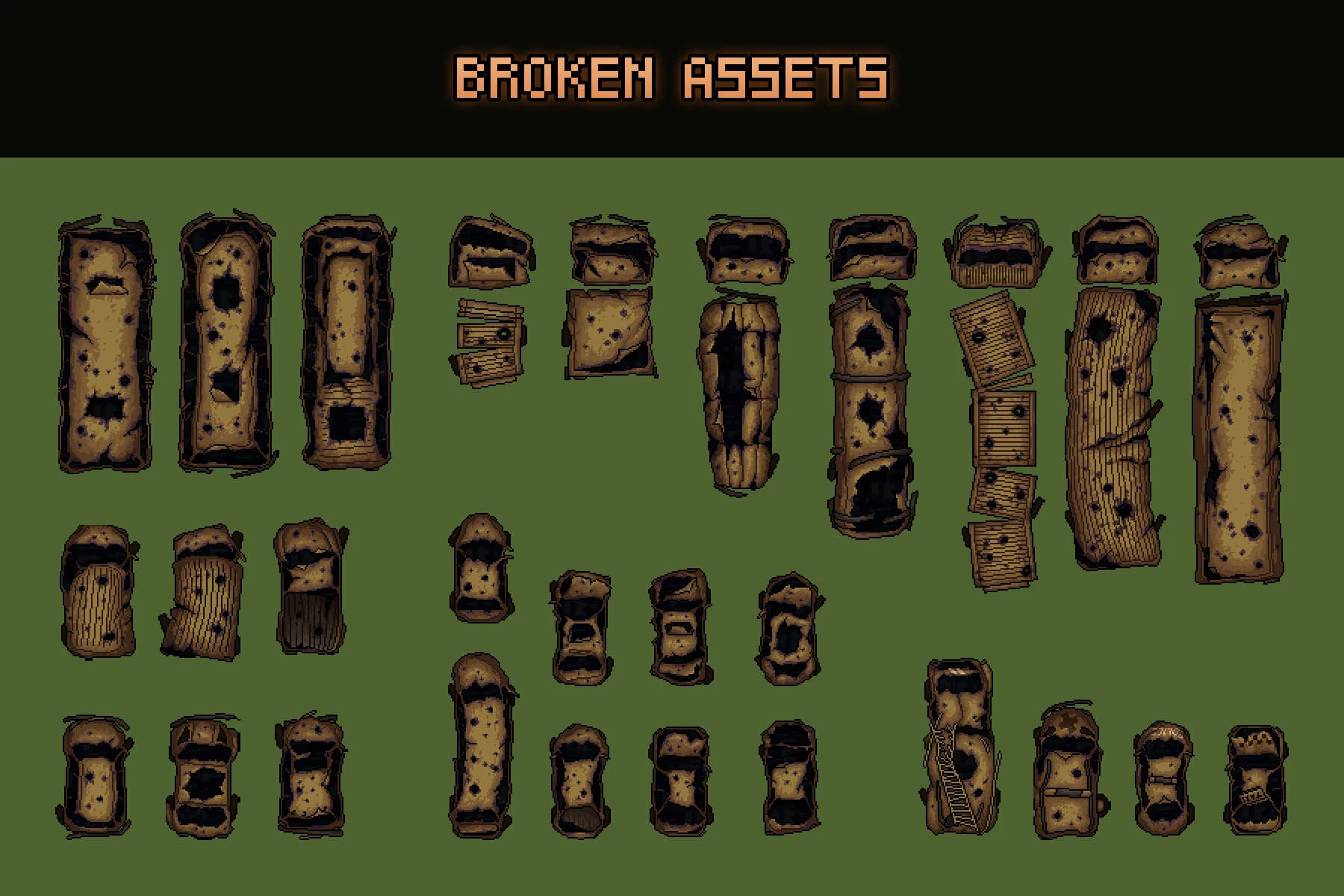Top Down Trucks and Cars Pixel Art Asset Pack