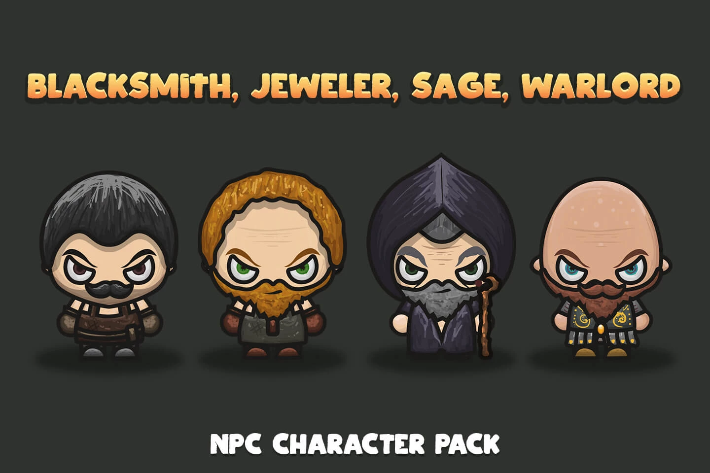NPC Character Pack: Blacksmith, Jeweler, Sage, Warlord