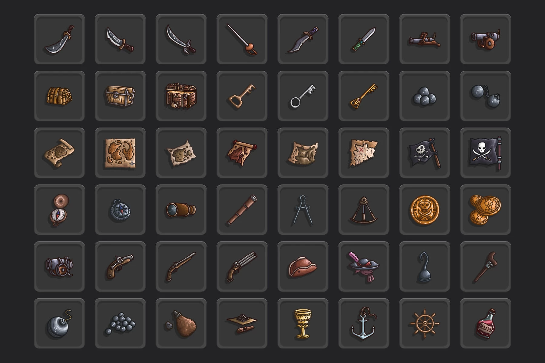 48 Pirate RPG Icons