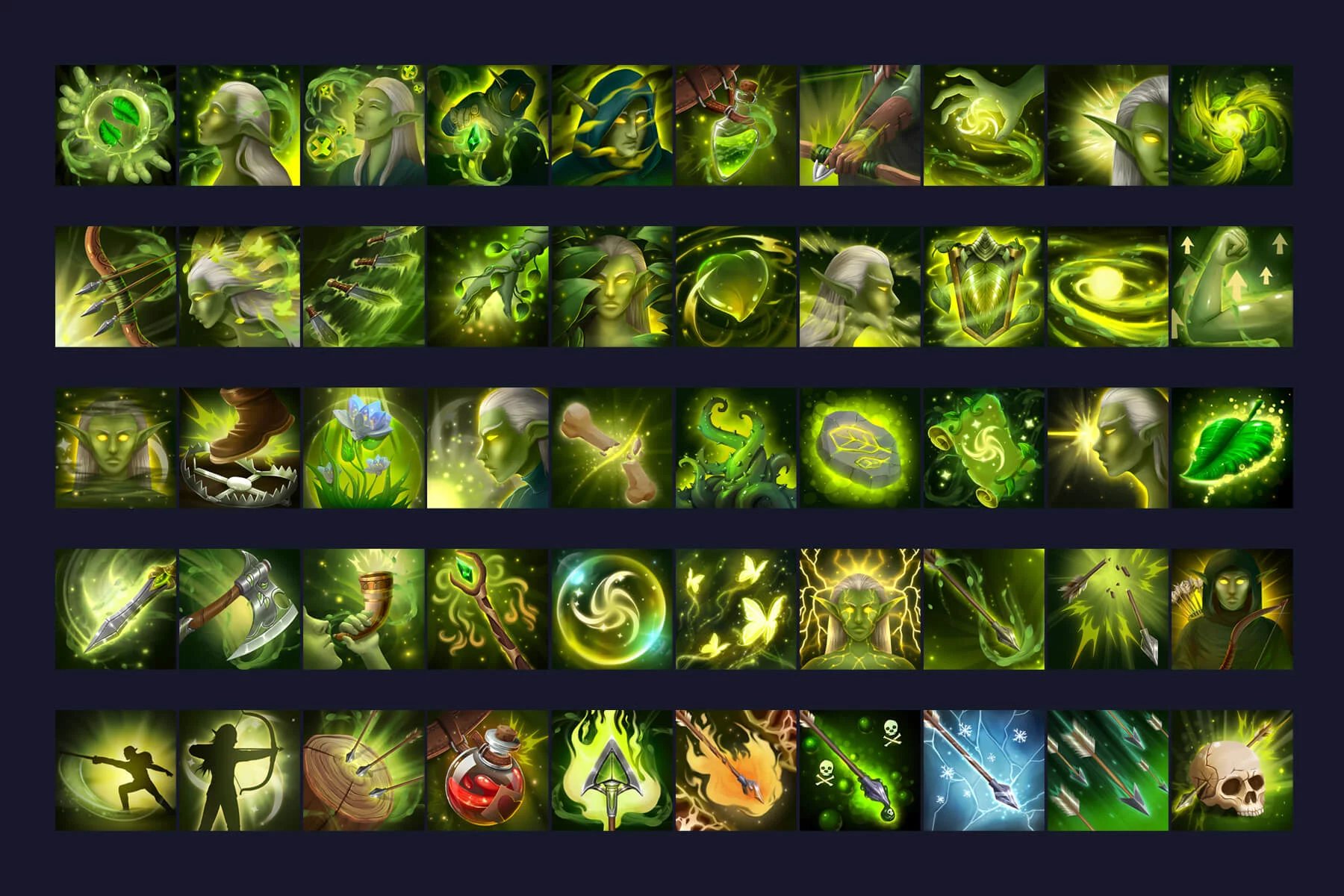 RPG Forest Elf Skill Icons