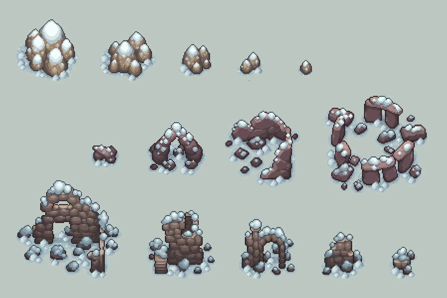 Winter Top-Down Pixel Art Tileset for RPG