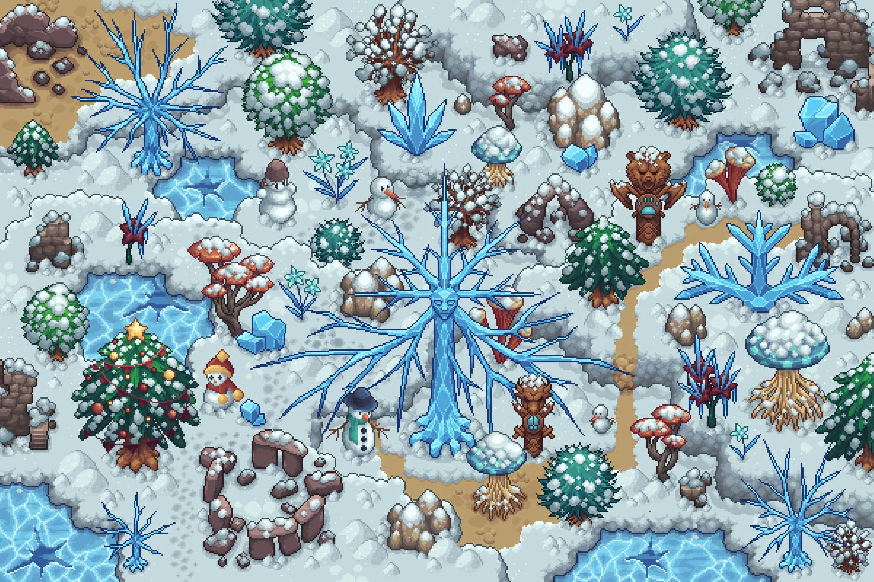 Winter Top-Down Pixel Art Tileset for RPG