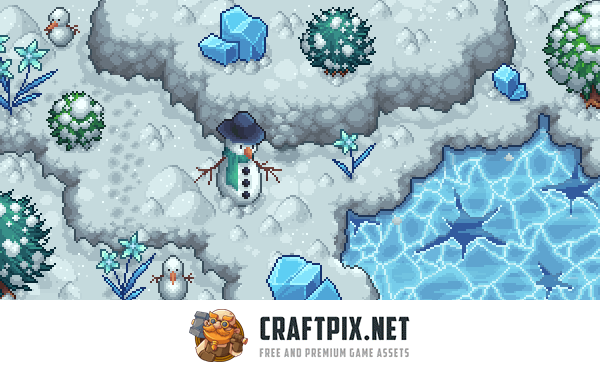 Winter Top-Down Pixel Art Tileset for RPG